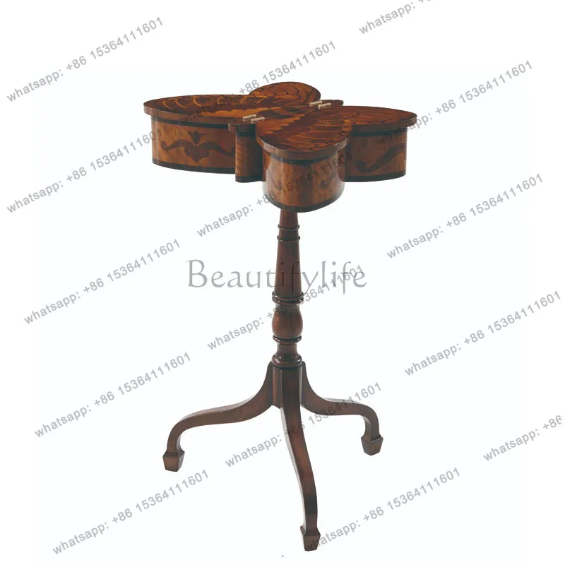

British neoclassical solid wood carved hand-painted butterfly table Living room decoration table
