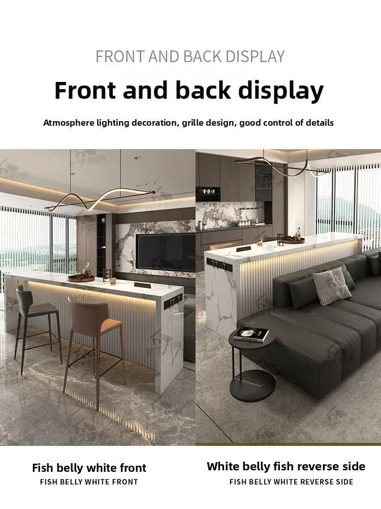LH bar counter long table backrest living room partition cabinet rock slab bar table household island table