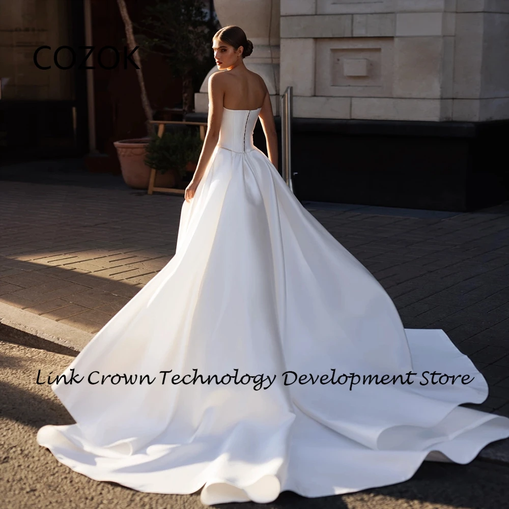 COZOK Sweetheart Wedding Dresses for Women Sweep Train 2024 Summer Sleeveless Bridal Gowns Satin Vestidos De Novia Beading 2025