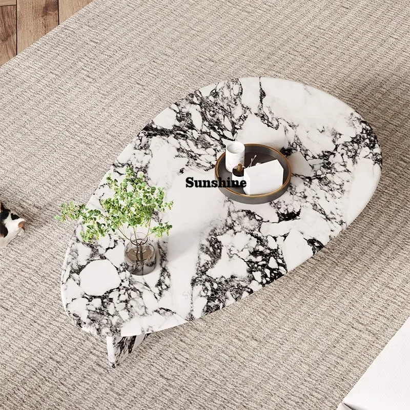 TS Calacatta Marble Nesting Tables, Italian Minimalist Designer Set for Small Space, Heat & Scratch Resistant, Artistic,