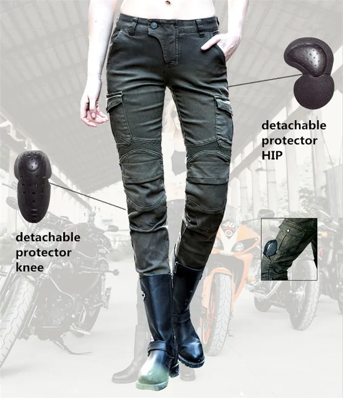 Uglybros Motorcycle Jeans Women Upgrade Silicone Protector Detachable Racing Road Rider Four Seasons Casual Fashion Pants