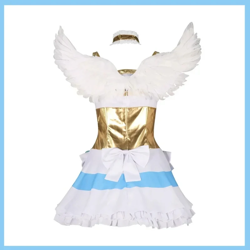 5;e,8\v,5/Anime Panty with Garterbelt Stocking Anarchy Cosplay Costume Combat Uniform Dress Wing Wig Woman f,5'h\8/m'