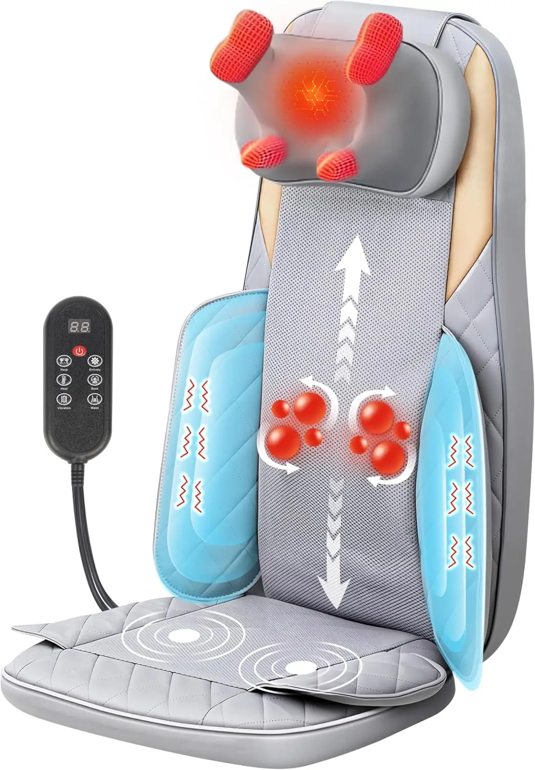 Shiatsu Neck and Back Massager with Heat, Full Back Kneading Back Massager for Fatigue Relief Deep Tissue, Massage Chair Pad wit