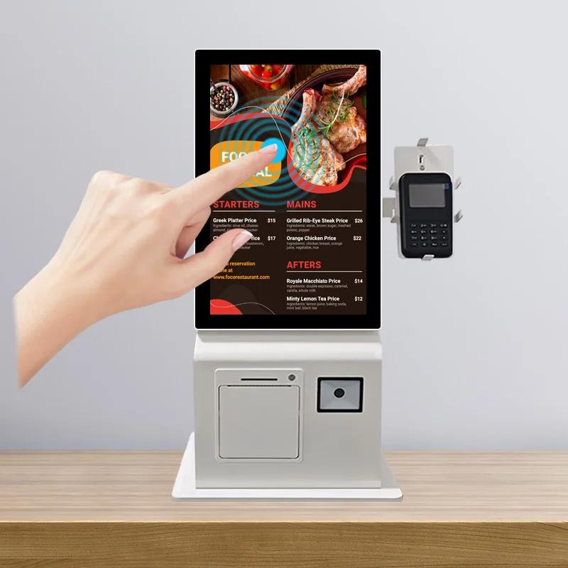 15.6 Inch Desktop Android PC All in One Touch Screen Self Service Payment Machine with Printer QR Code Scanner POS Bracket