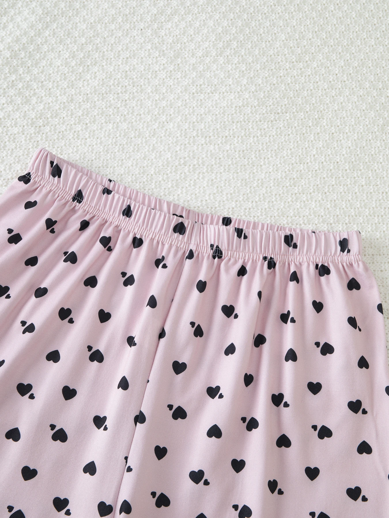 2-teiliges Set aus süßen und niedlichen Kurzarm-Shorts für Teenager-Mädchen, lässiges und vielseitiges Schlafanzug-Set für Mädchen in der Mittelstufe – Detail 15