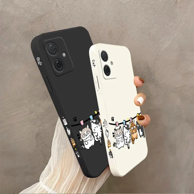 G54 Freche Katze Silikon Telefon Fall Für Motorola Moto G54 G53 G72 G84 G34 G22 G24 G14 G52 G50 G42 G100 G9 G9Plus G8Play G8 Abdeckung