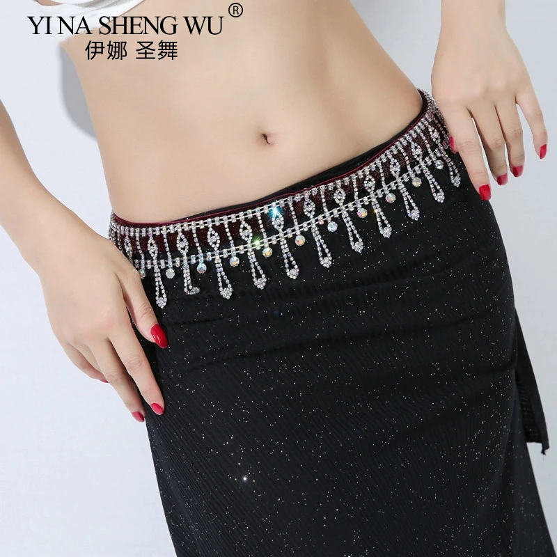 

Женская поясная цепочка для танца живота, аксессуары для выступлений, подвески со стразами, сексуальная водная кисточка с бриллиантами, красочный пояс с бриллиантами