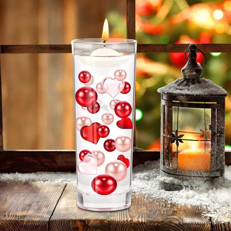 اللؤلؤ العائمة القلب زخرفة اللؤلؤ Vases DIY بها بنفسك زهرية حشو مجموعة لحفلات الزفاف حفلة عيد ميلاد الذكرى عيد الحب ABS
