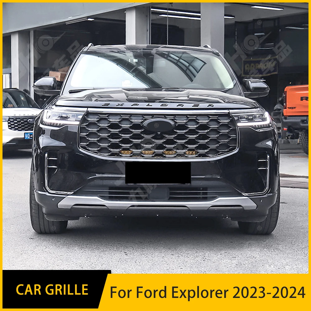 Car Front Bumper Mask Radiator Grille For Ford Explorer Grille 2023--2024 Year Racing Front Bumper Body Kit Accessories Diffuser