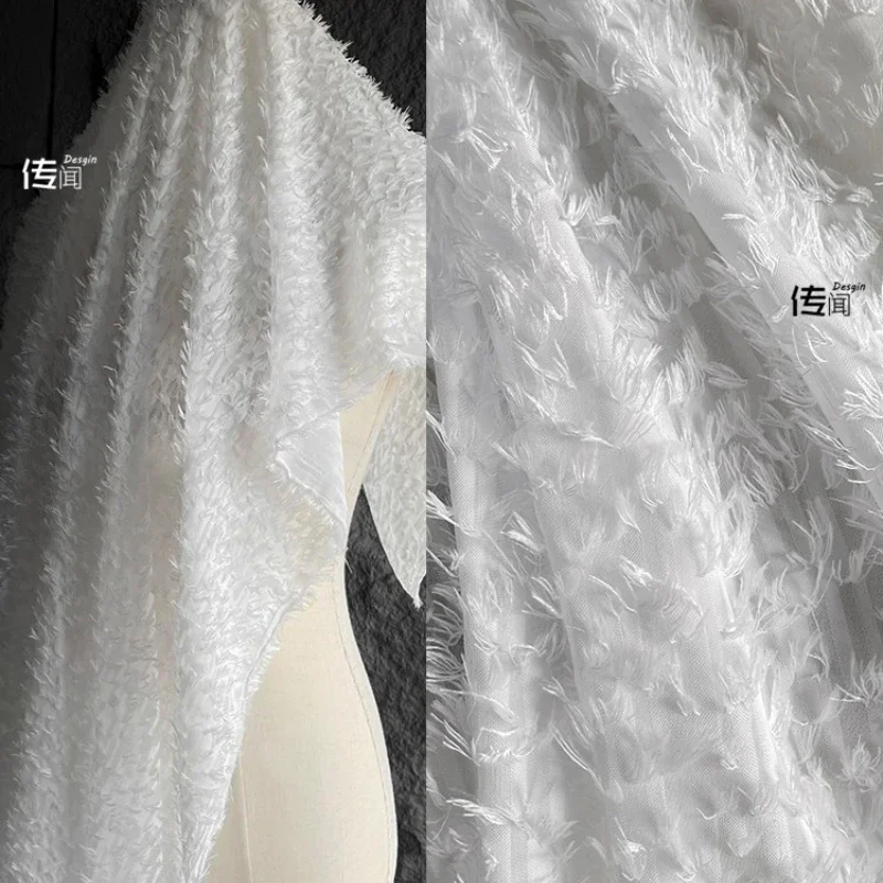 

Tassel Feather Fabric Lace Jacquard Creative Jacket Dress for Women Bag Clothing Design Fabric for By Meter Cloth Diy Sewing