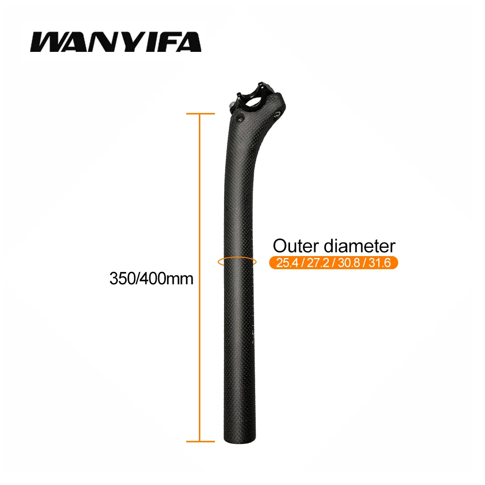 Wanyifa Carbon Fiber Seatpost 25.4/27.2/30.8/31.6*350/400mm Mountain /Road Bike 3k Material Light MTB Parts Accessories