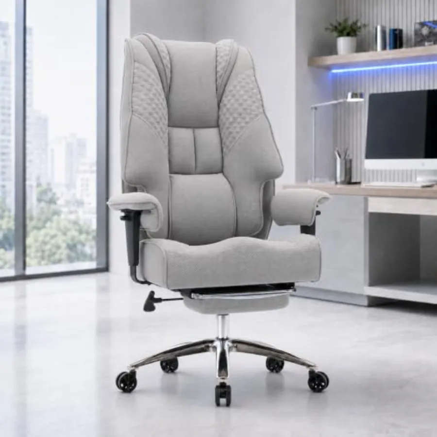 Big and Tall office chair for heavy-duty use, black mesh material, supports up to 400lbs, 23-inch extra-wide seat with footrest