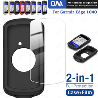 2-IN-1 Glass+Silicone Case for Garmin Edge 1040 Screen Protector Tempered Glass Film&Bumper Protective Case Cover Accessories