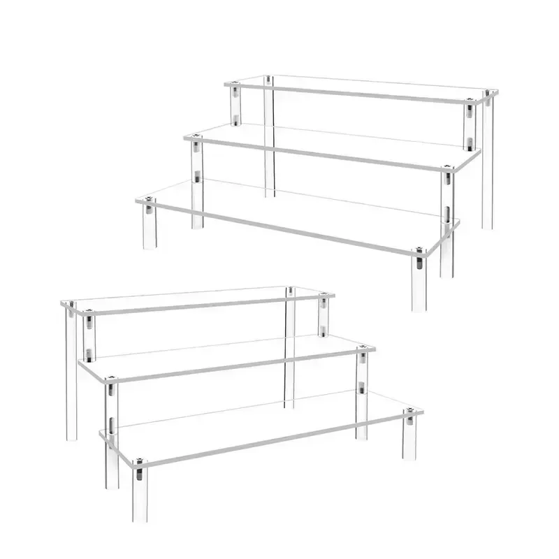 1-4 Tier Acrylic Display Stand Clear Display Riser Rack for Cupcake Perfume Doll Décor Organizer Amiibo Funko POP Figures DC05