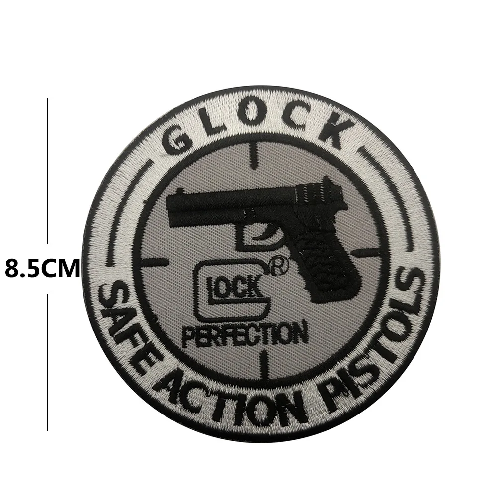 Glock Target Military Enthusiast Embroidered Patch Tactical Hook&Loop Armband Outdoor Backpack Patches for Clothing DIY Stickers