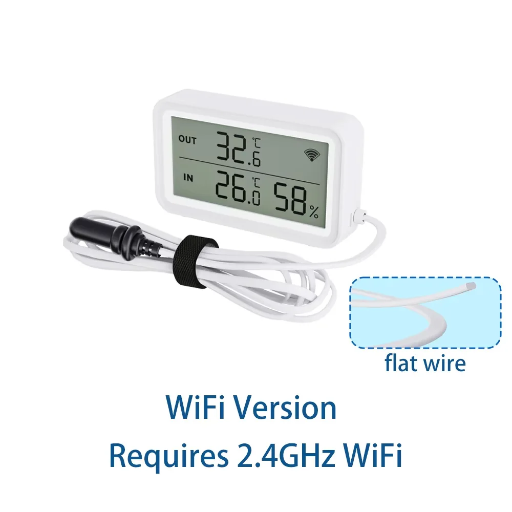 Wasserdichter Externer Sensor Tuya Zigbee WiFi Smart Home Temperatur- und Feuchtigkeitssensor LCD für Kühlschrank Aquarium Pool Alexa Google Home