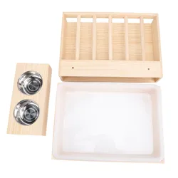 Rabbit Hay Feeder Multifunctional Wooden Food Feeding Manger Healthy Clean Easy To Assemble Spacious with Litter Box for Home