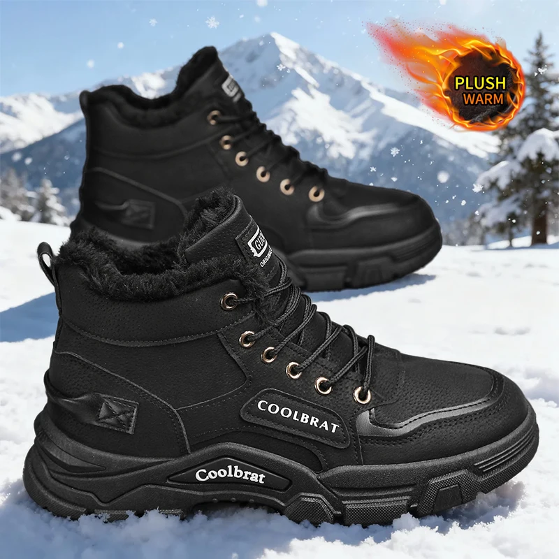 أحذية رياضية كاجوال عصرية عالية الجودة للرجال - أحذية ثلج مبطنة بالصوف على طراز الدراجات النارية، أحذية للكاحل للتنزه في الشوارع في الهواء الطلق #6