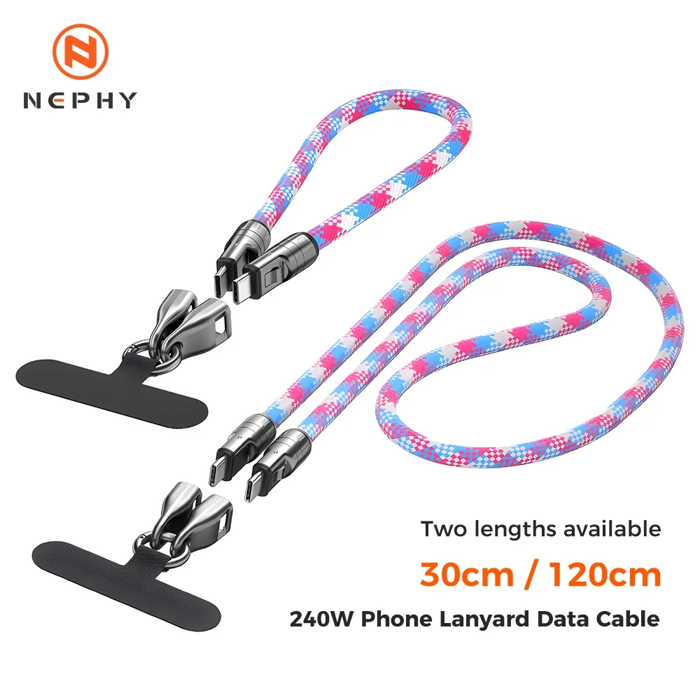 240W 240W Fast Charging USB-C to C-type Data Cable, Suitable For Type-C Phone Lanyard And Charging Cable 2-in-1 C-to-C Neck Wristband - Aliexpress Deal
