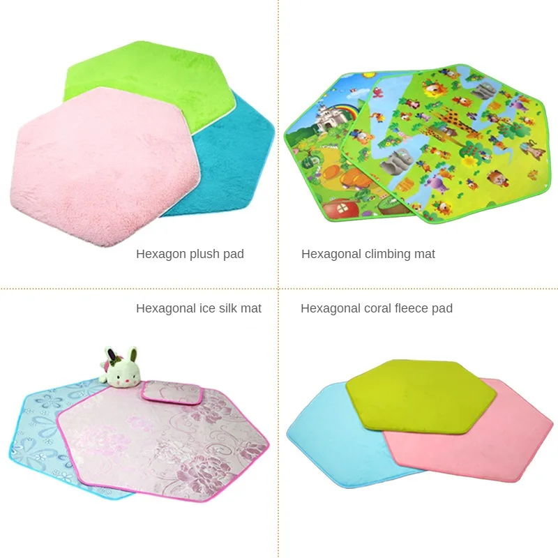 Summer Ice Silk Mat for Baby Hexagonal Coral Velvet Mat Children\'s Tent Accessories Kids Game Crawling Mat Portable Picnic Bed