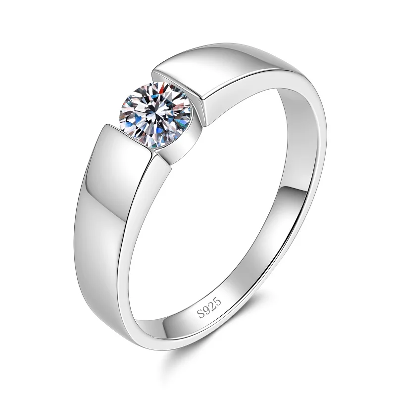 

Luxury D Color Sparkling Moissanite Daily Wear Men Ring-925 Sterling Silver Jewelry Gift-Size 8~11