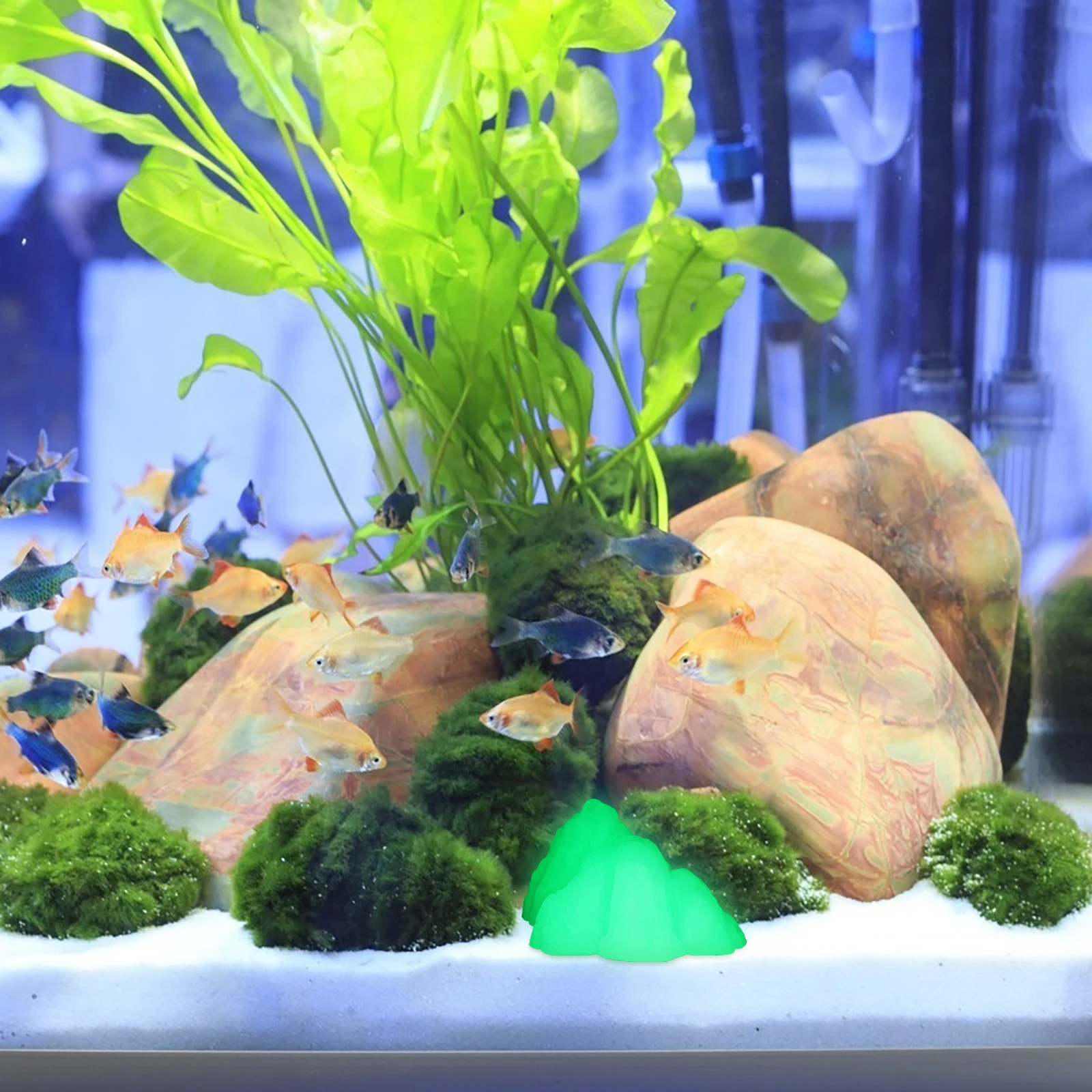 

Luminous Stone Ornaments Plastic Aquarium Decor Rocks Vivid Night Fluorescent Landscaping Realistic Compact