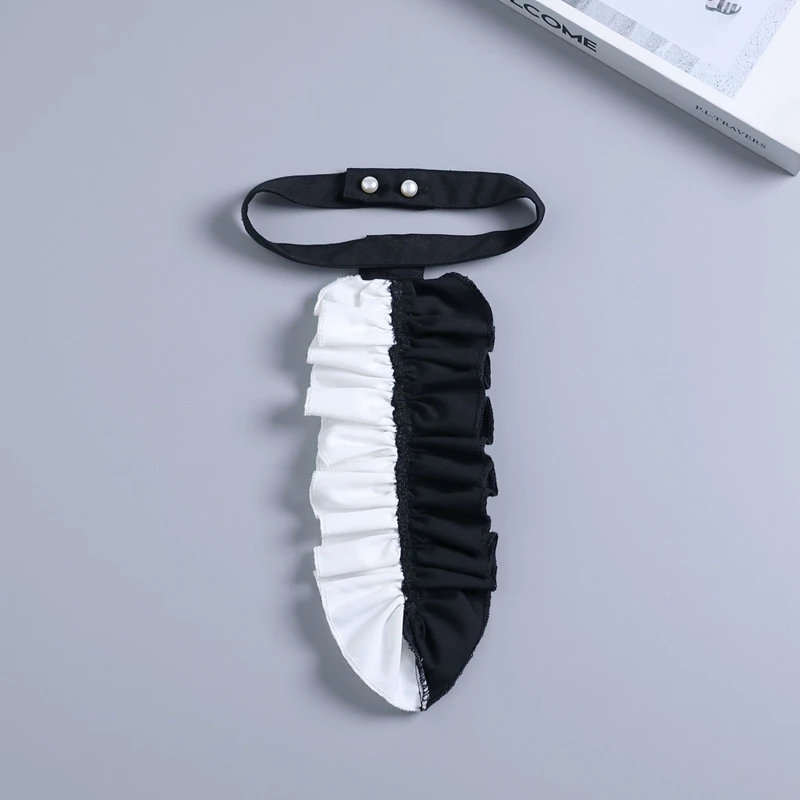 Black White Ruffled Collar Decorative Neckwear Detachable False Collar Women Shirt Necktie Cosplay Party Neck Accessories view 4