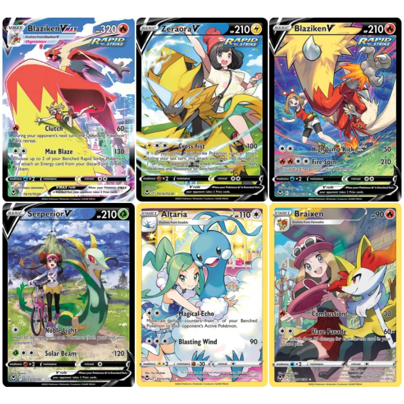 Carte Pokemon argento Tempest SIT4 PTCG Zeraora Blaziken Altaria gioco Anime fai da te versione inglese carte da collezione fatte da te giocattoli