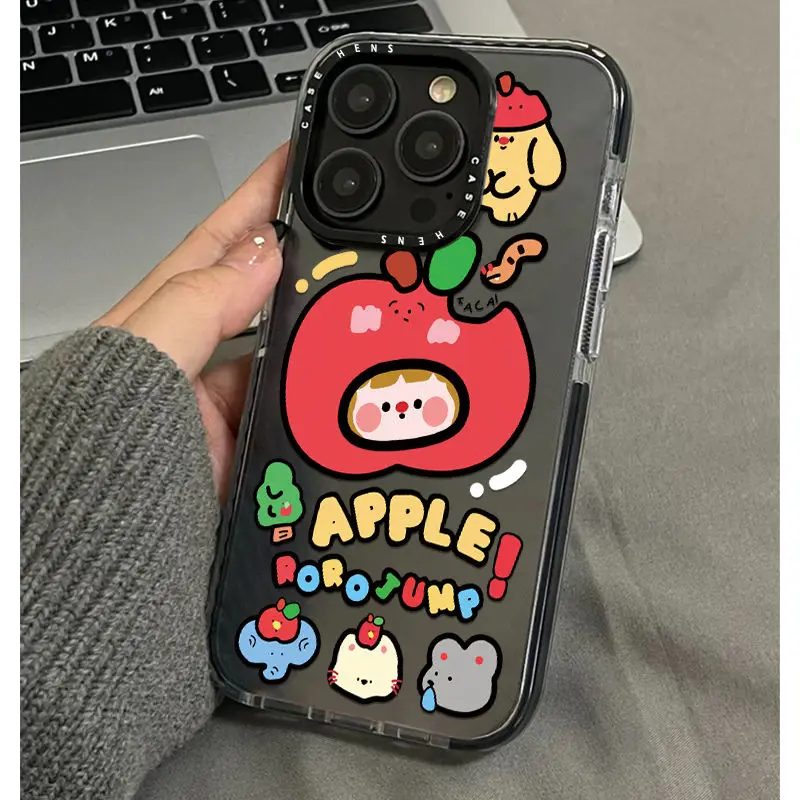 

Чехол для iPhone с рисунком Apple Girl с черными краями для iPhone 16, 15, 14, 13, 12, 11 Pro XS Max 7, 8 Plus, усовершенствованный минималистичный чехол