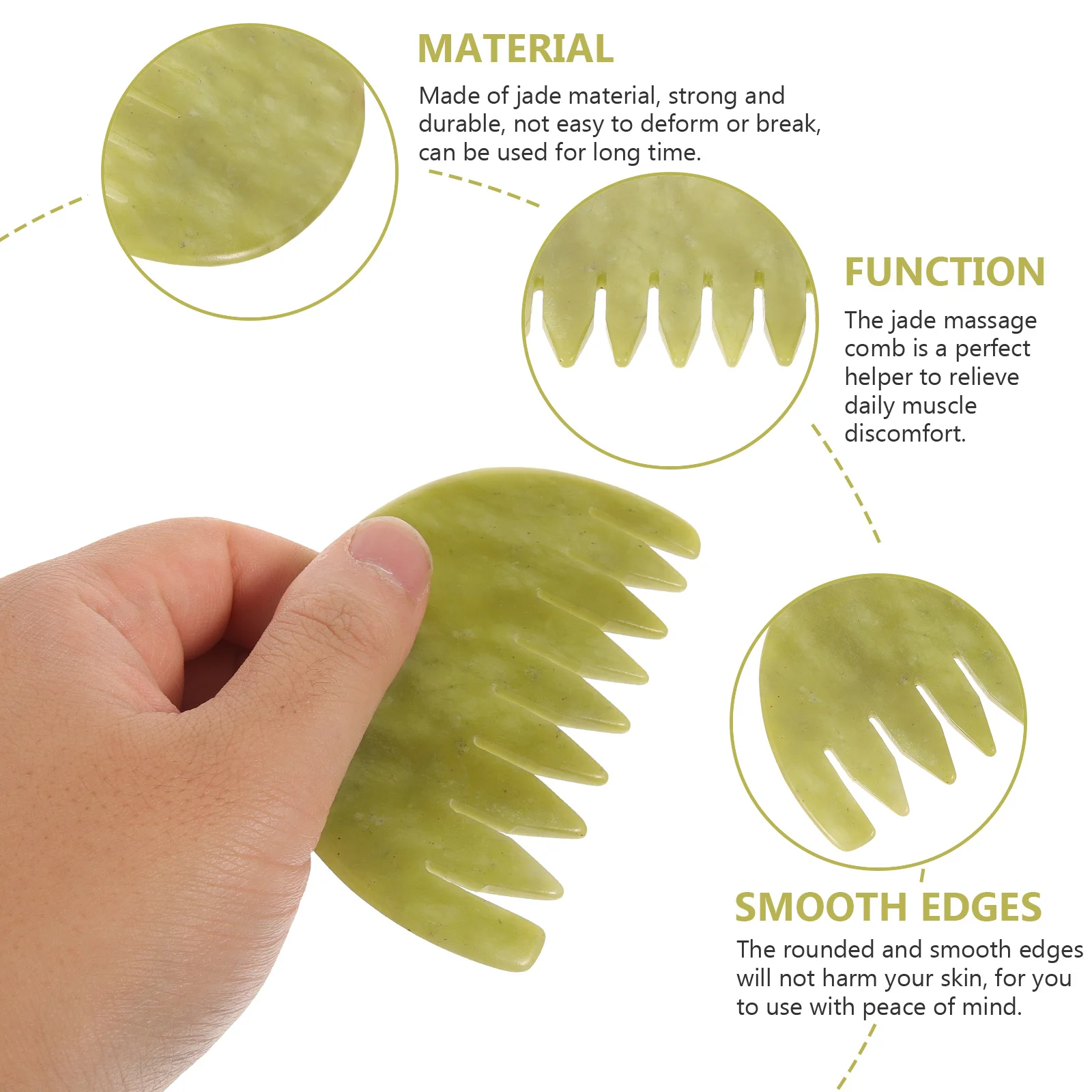 

Jade Comb for Scalp Massager Deep Tissue Relief Muscle Tension Soothing Skin Care Mini Essentials for Purse Portable Jade