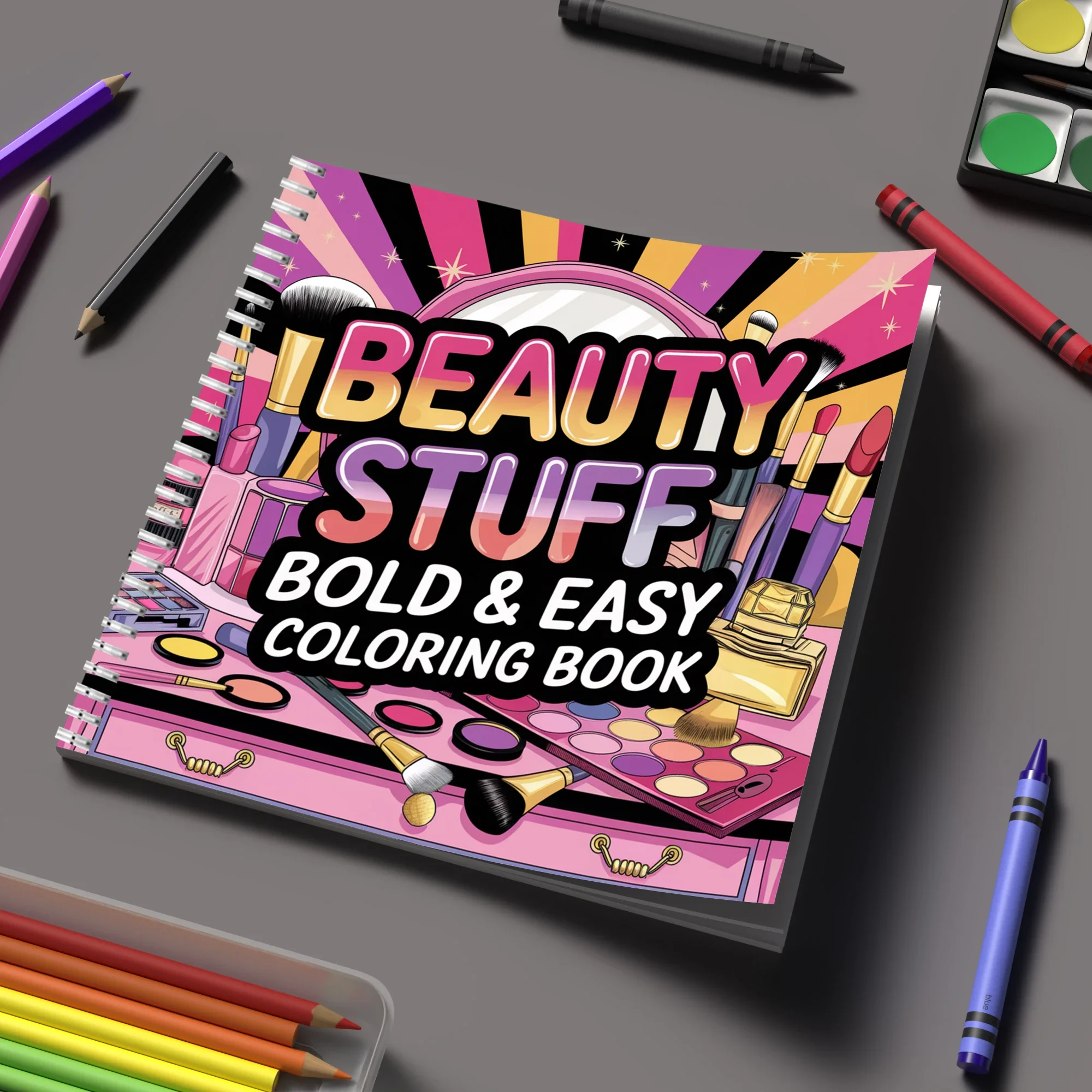 Coloring Book Easy Beauty Stuff for Adult Colouring Book, Birthday Day Gift, Back to School Supplies, Adults Cute Drawing Book