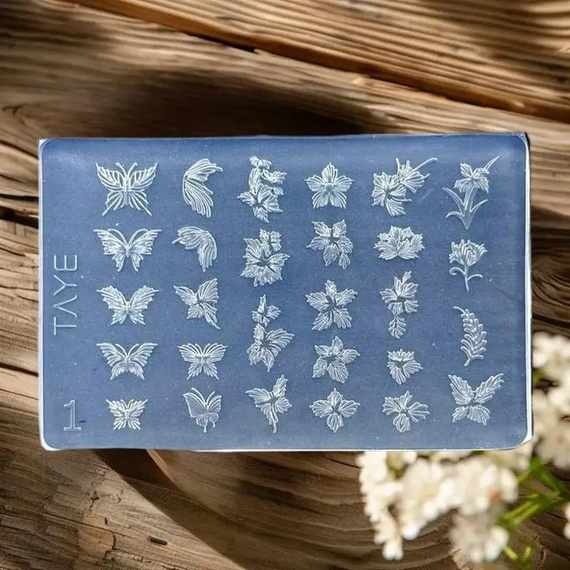 Butterfly Flower 3D Silicone Nail Mold - DIY Vintage Floral Frame, Transparent Relief Template For Nail Art Tools