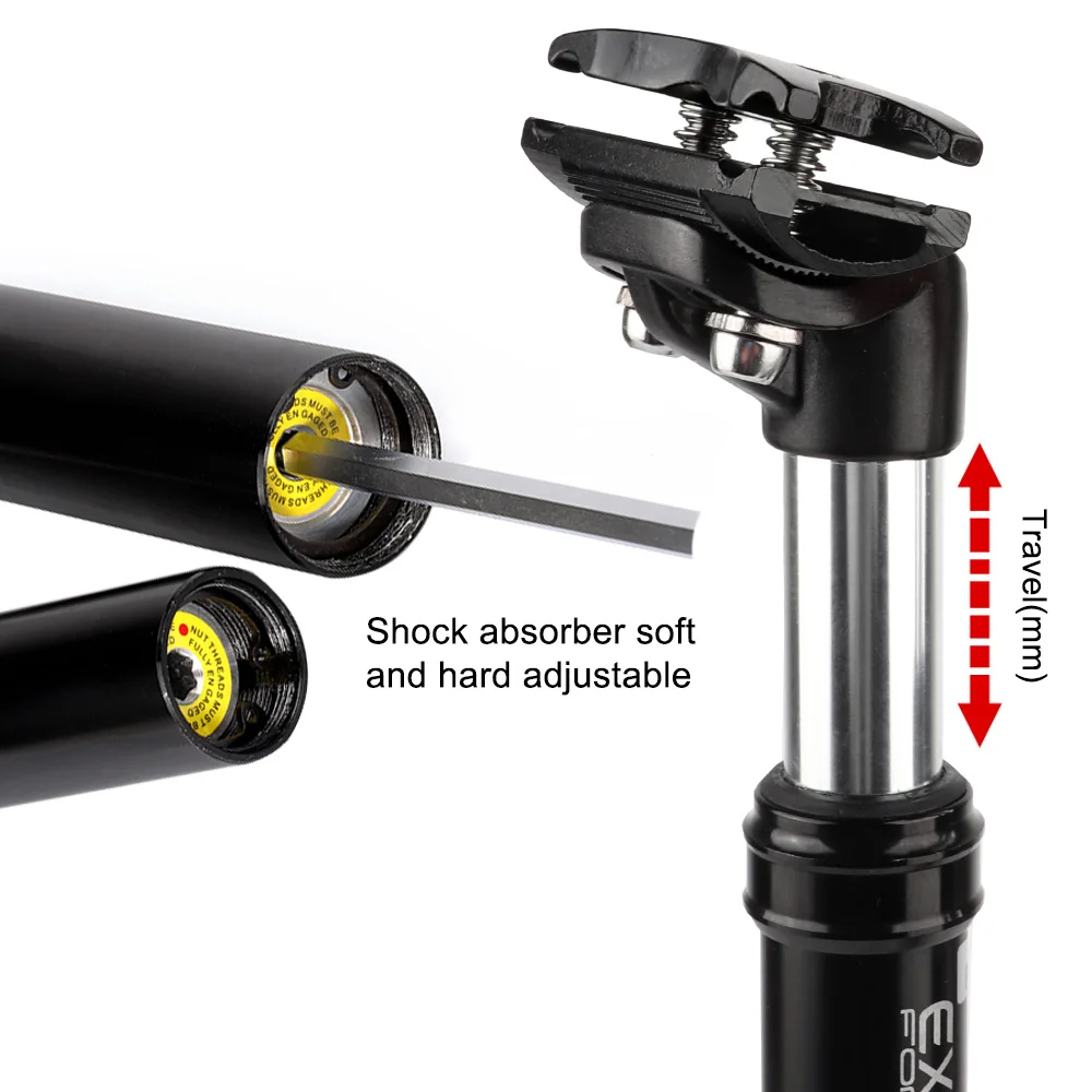 EXA-Bicycle Suspension Seatpost Aluminum Alloy Shock Absorber Seat Tube Mountain Road Bike KSP-630, 27.2mm, 31.6mm, 365mm, 360mm