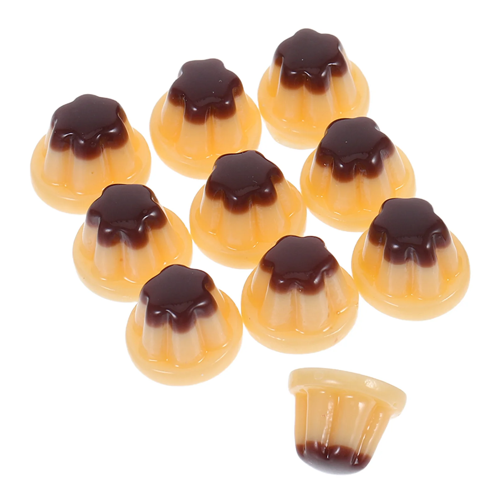 10 szt. Realistyczne sztuczne puddingi, miniaturowe jedzenie, zestaw dekoracji kuchennych do domku dla lalek, akcesoria do pieczenia, małe desery, zestaw do samodzielnego wykonania.