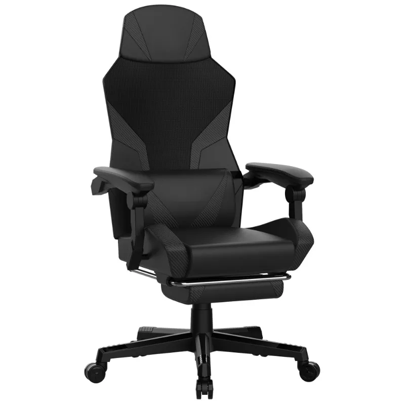 

LUFT-400 Mesh & Faux Leather Office Gaming Chair with Footrest, Black office chair computer chair office furniture