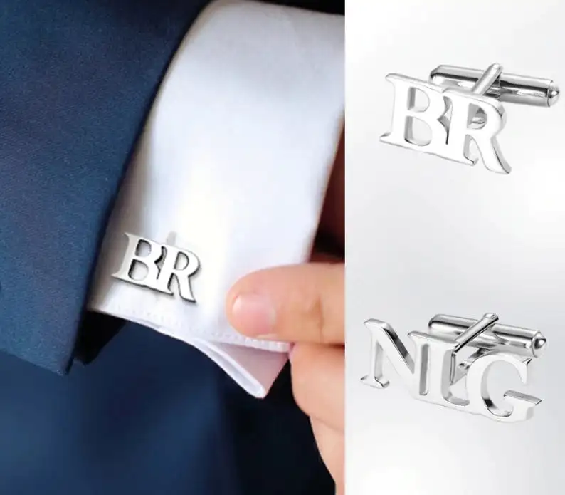 Gemelos personalizados con letras iniciales para hombre, botón de camisa, joyería de acero inoxidable, regalo de recuerdo de invitados de boda