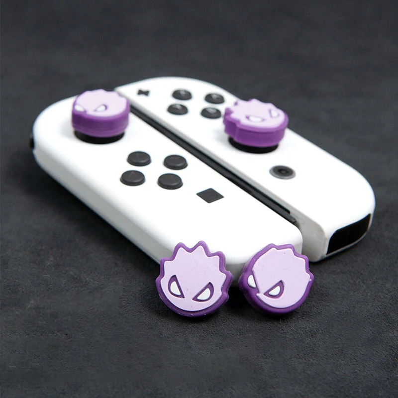 4pcs Purple Ghost Joy Con Thumb Grips Joystick Caps Soft Silicone Covers Button For Nintendo Switch Oled Switch Lite Controller