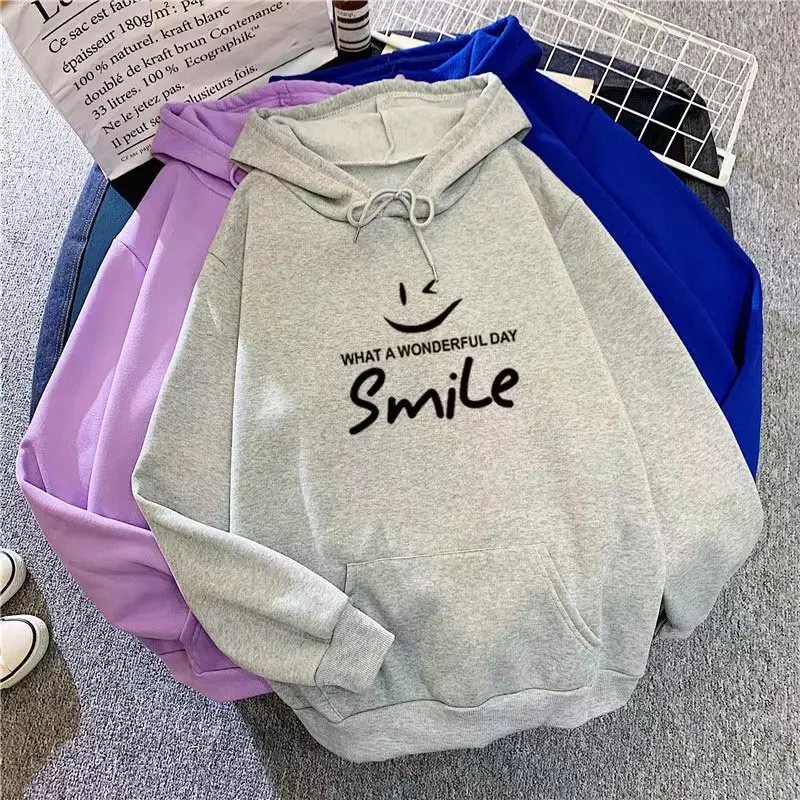 

2024 New Women's Hoodie Autumn-winter Terylene Hoodie Oversized Women's Top Y2k Style Hoodie Print Cute Smiling Face Pattern