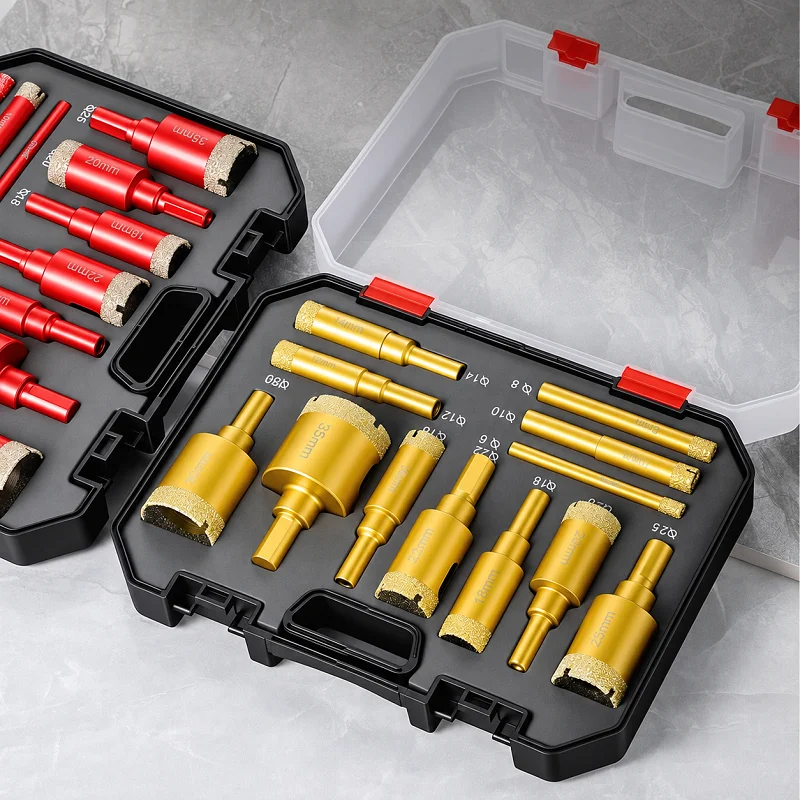 12Pcs Diamond Drill Bit Set 6-35mm Hole Saw Kit for Glass Tile Ceramic Marble Granite Stone Core Drilling Hole Cutting Tools