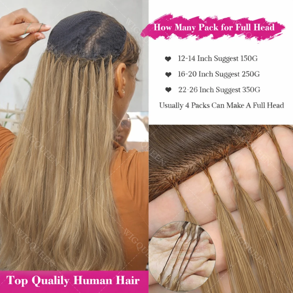 Omber #4/27 Bone Straight Feather Crochet Human Hair For Bohemian Braids Honey Blonde Miracle Knots Extension Crochet Human Hair