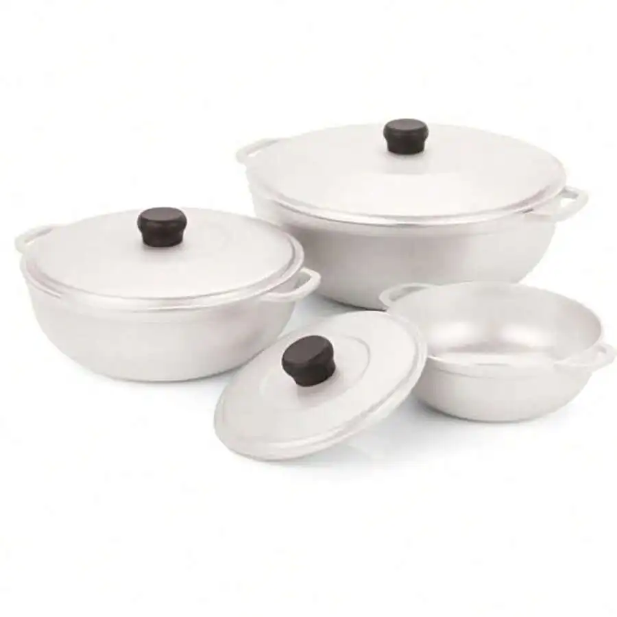 3 Piece Cast Dutch Oven Pot Set With Lids, 1.5 Qt, 2.5 Qt & 5.2 Qt Round Cooking Pots With Side Handles For Soup, Rice, Stew & E