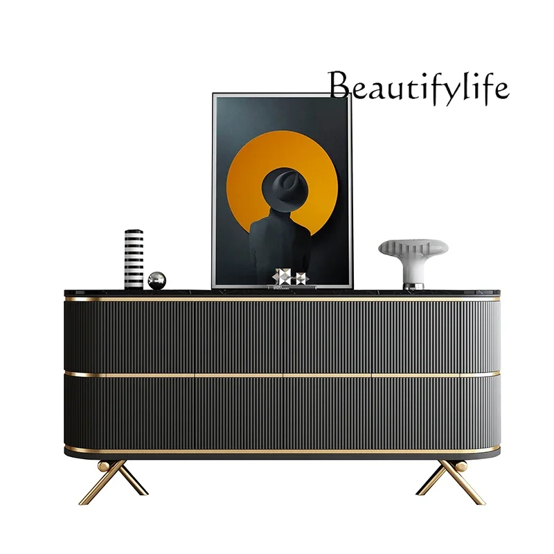 

Italian light luxury door cabinet simple modern rock slab dining side living room storage home shoe cabinet foyer decoration