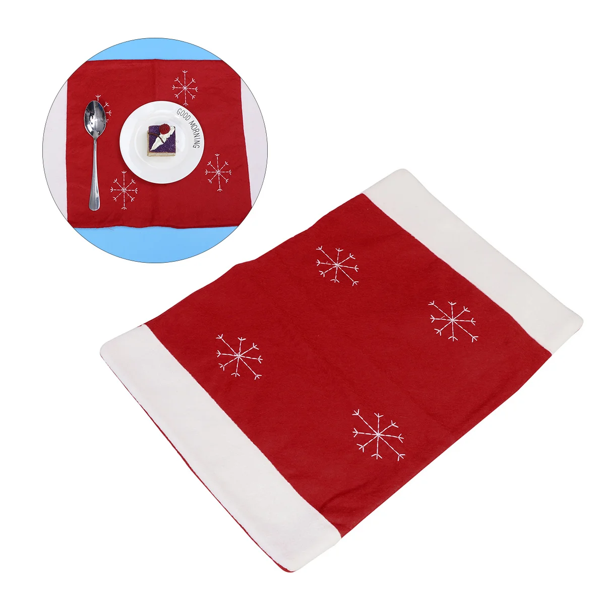 

Christmas Snowflake Table Mat Fabric Placemat Decorative Tableware Pad Table Protection for Dining Room Christmas Placemat