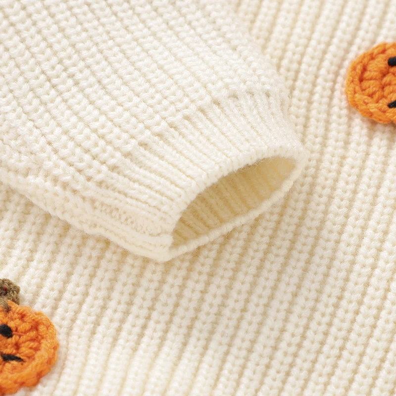 New Baby Boys Girls Clothes Winter Orange Halloween Pumpkin Knit Newborn Infant Unisex Sweaters Pullovers Purple Toddler Jumpers