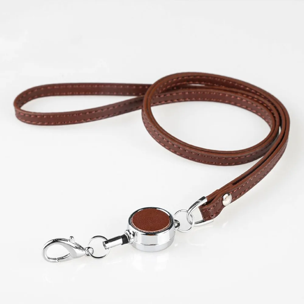 Leather Retractable Neck Strap Bright Colors Name Tag Lanyards Telescopic Sling License Neck Hanging ID Badge Holder
