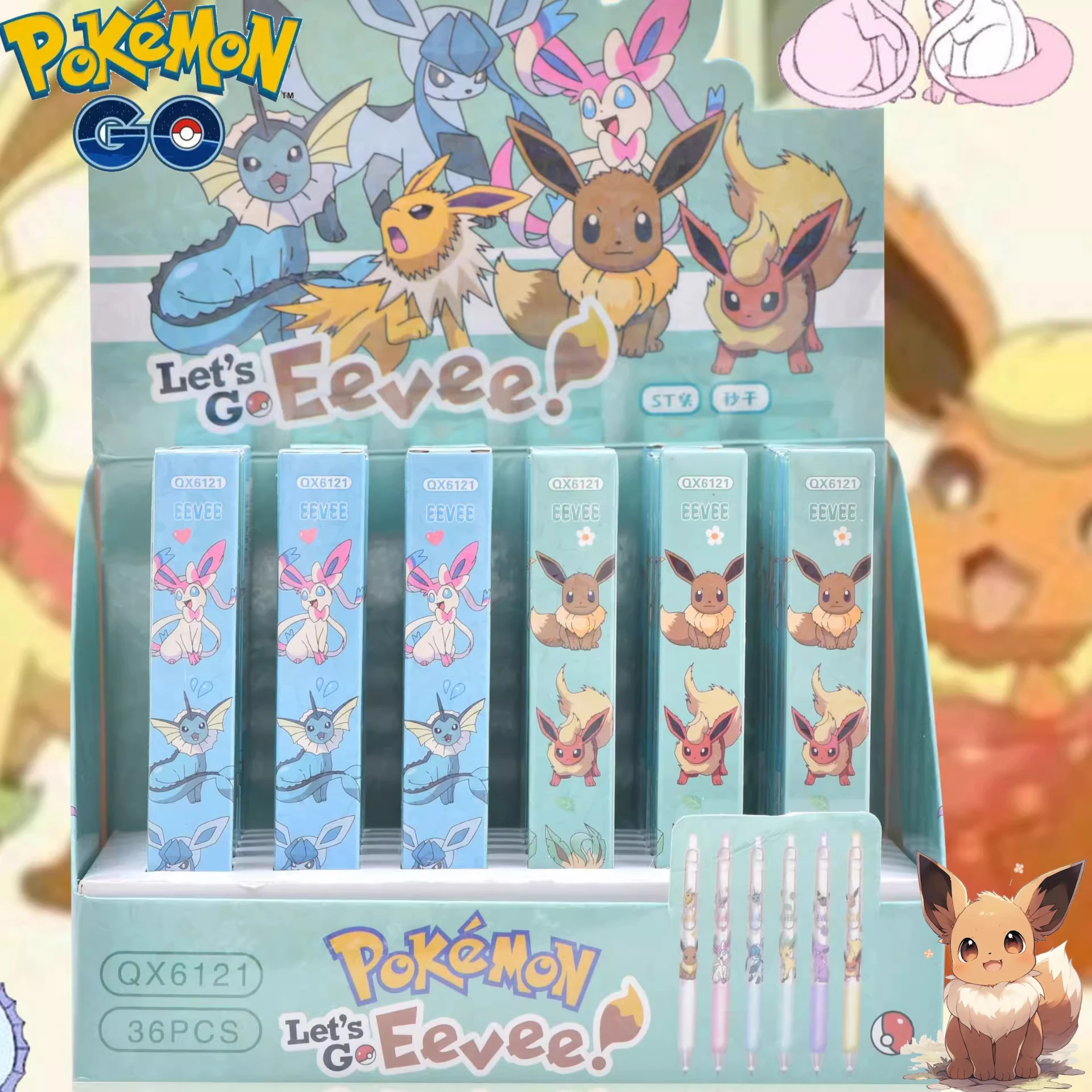 1/5/10pcs Pokémon Eevee Family Blind Box Gel Pen Cute Stationery School Supplies Black Signature Pen Anime Accessories Gifts