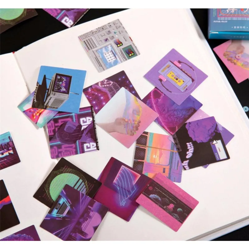 90Pcs/2Box Purple Series Stickers Aesthetic Stickers Decorative Ablum Diary Squared Paper Stickers for Children Stationery