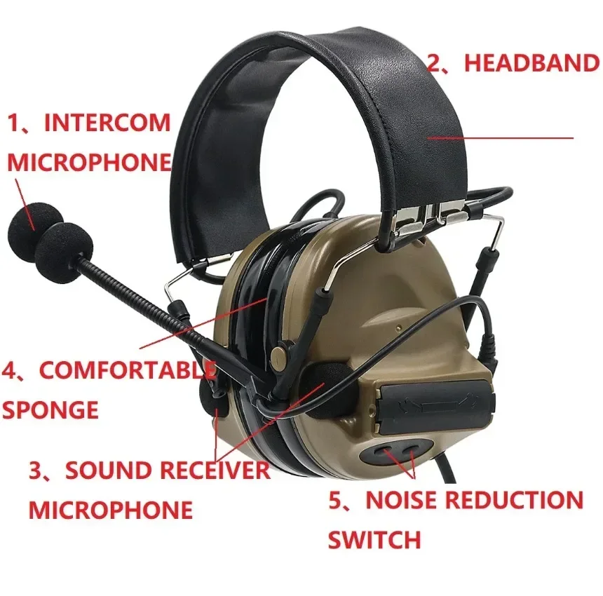 TacticalCII ヘッドセットアウトドアスポーツ狩猟軍事 TacticalC2 ヘッドセットノイズキャンセリング聴覚保護イヤーマフ