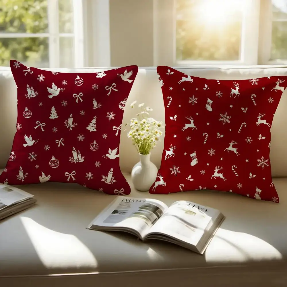 Vintage Xmas Repeat Background Set Cushion Cover Sofa Cushion Cover Personalized Gift Living Room Home Decor Pillow