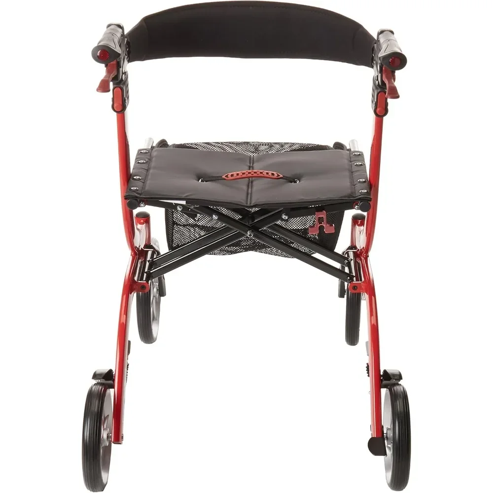 o Euro-Style 4-Wheel Rollator Walker With Seat, Red